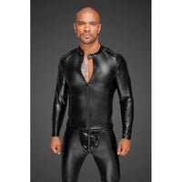 Power Wetlook Mens Jacket w Pleated PVC Epaulets