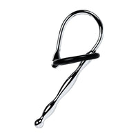 Silver Metal Urethral Plug w Black Silicone Ring