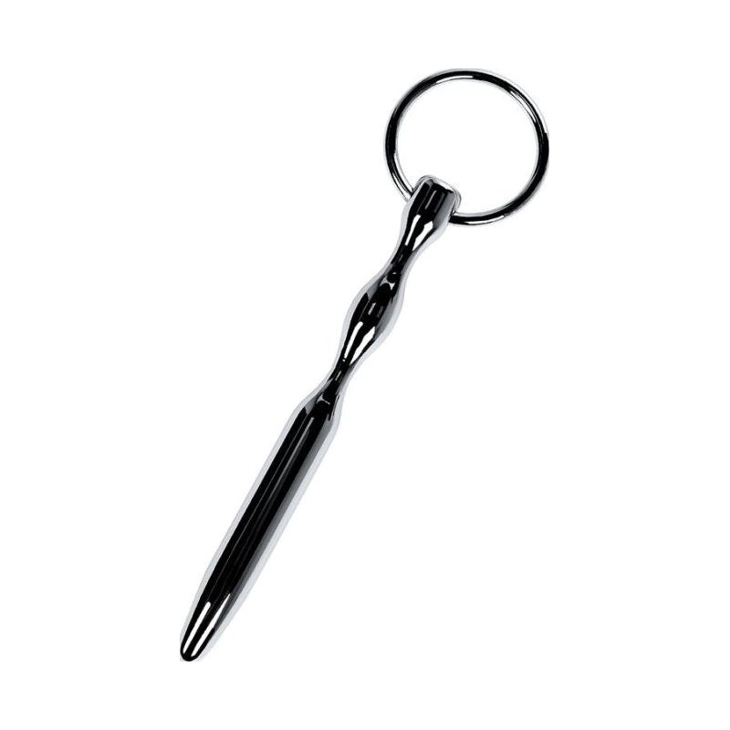 Silver Metal Bullet Shaped Urethral Plug w Ring