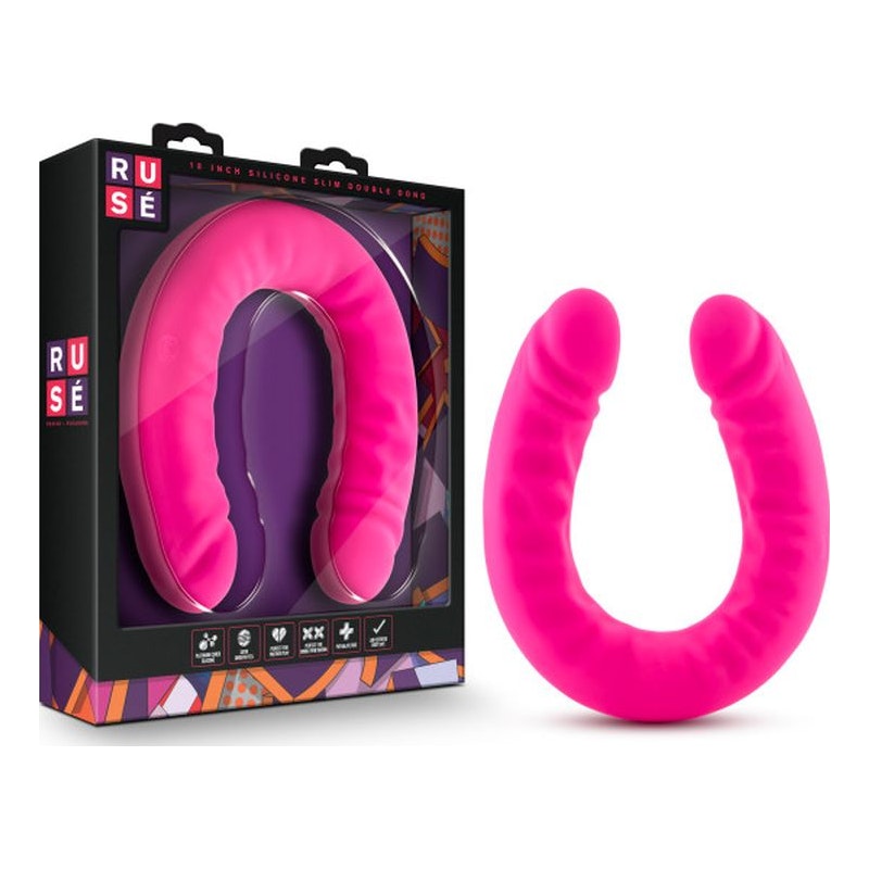 Ruse Silicone Slim 18in Hot Pink Double Dong