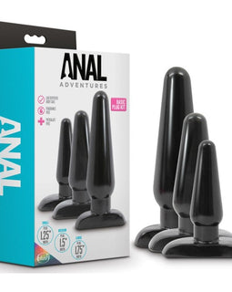 Anal Adventures 3Pc Basic Plug Kit Black