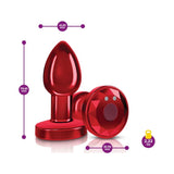 Cheeky Charms Red Rechargeable Vibrating Metal Butt Plug w Remote Small