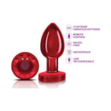 Cheeky Charms Red Rechargeable Vibrating Metal Butt Plug w Remote Medium