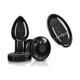 Cheeky Charms Gunmetal Rechargeable Vibrating Metal Butt Plug w Remote Small