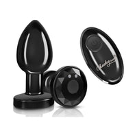 Cheeky Charms Gunmetal Rechargeable Vibrating Metal Butt Plug w Remote Medium