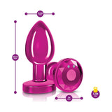 Cheeky Charms Pink Rechargeable Vibrating Metal Butt Plug w Remote Medium