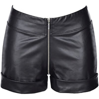 Stretch Wetlook Zip Shorts Black