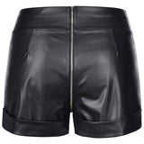 Stretch Wetlook Zip Shorts Black