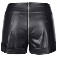 Stretch Wetlook Zip Shorts Black