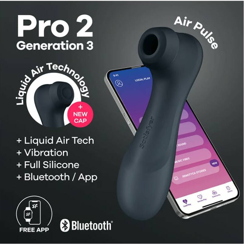 Satisfyer Pro 2 Gen 3 with Liquid Air Tech Vibration and Bluetooth Dark Grey