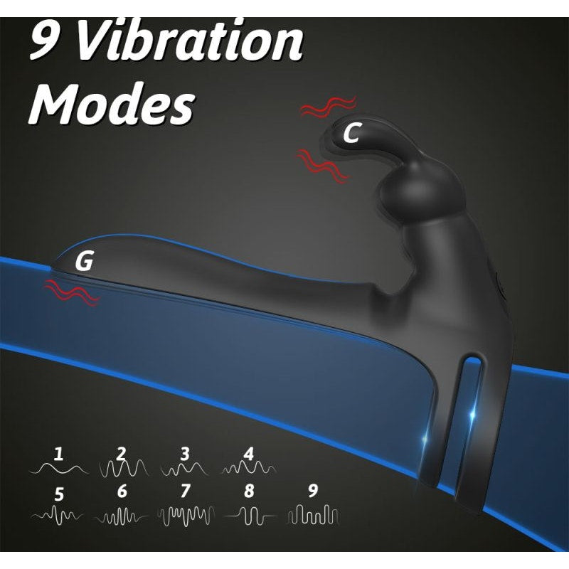 Remote Control Vibrating Penis Shaft and Rabbit Ear Clit Stim Enhancer